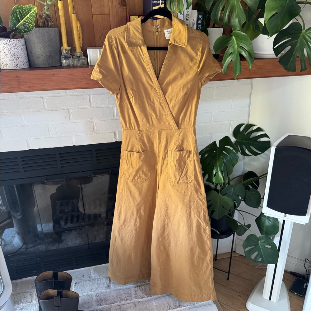 Maeve Wide-Leg Jumpsuit in Mustard - Picture 5 of 6